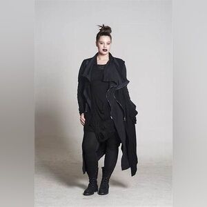 NWT - LINK by ogi antunac Black Jacket/Coat with Asymmetrical Hem and Open Front